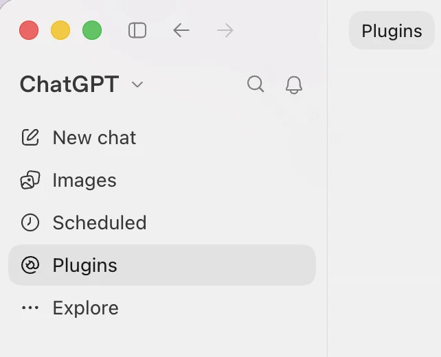 Open Plugins from the sidebar